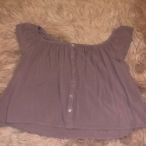 forever 21 purple button down off the shoulder top